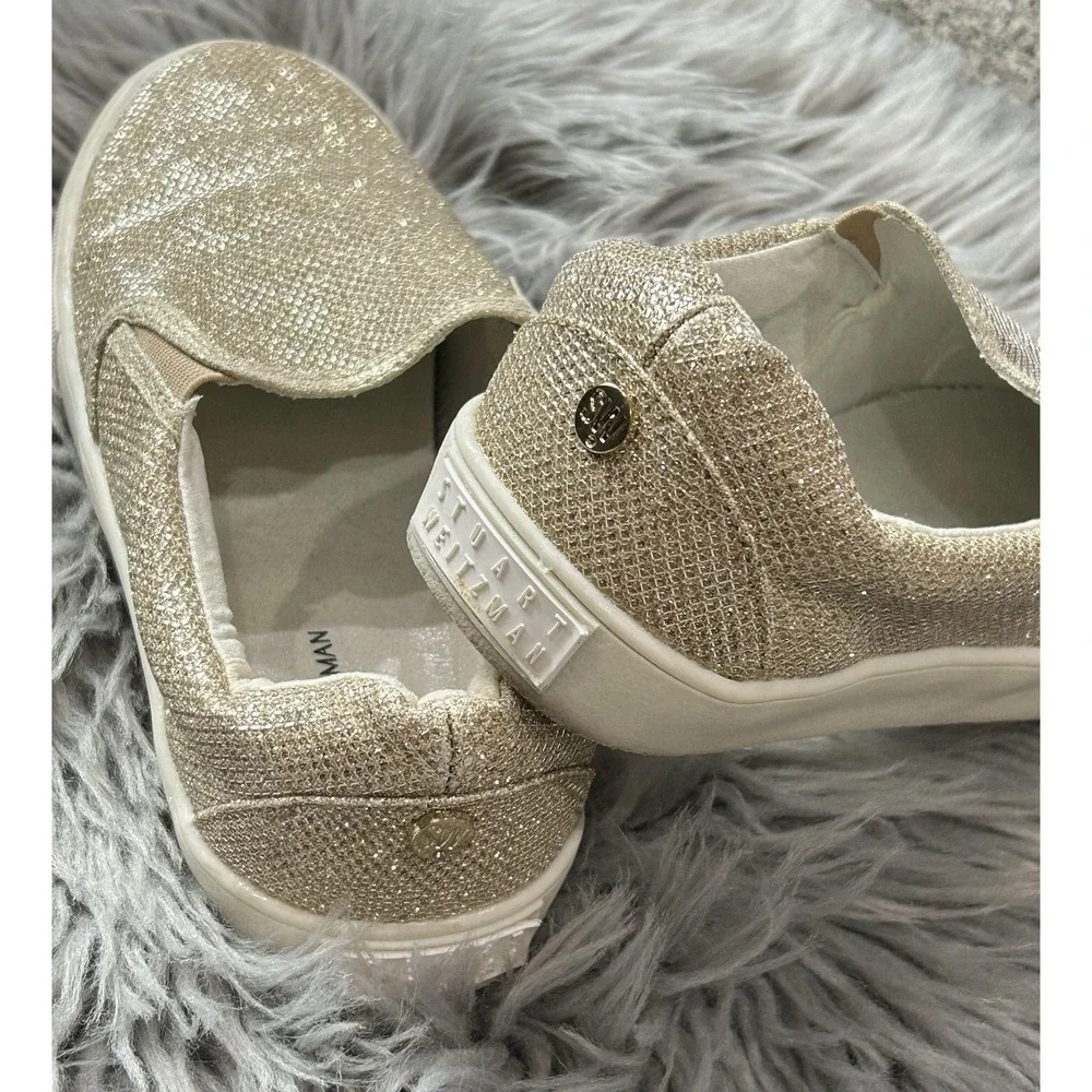 Stuart‎ Weitzman Youth Champagne Shimmer Vance Slider Girls Size 4